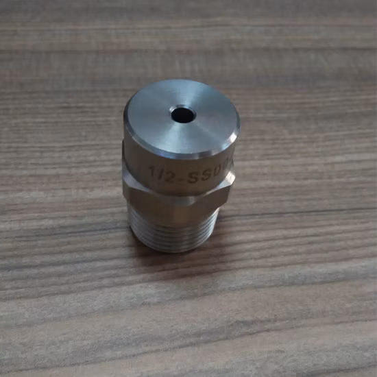 Boquilla de pulverización de flujo sólido, ventilador plano, chorro de agua de acero inoxidable, 0 grados, 1/4 NPT